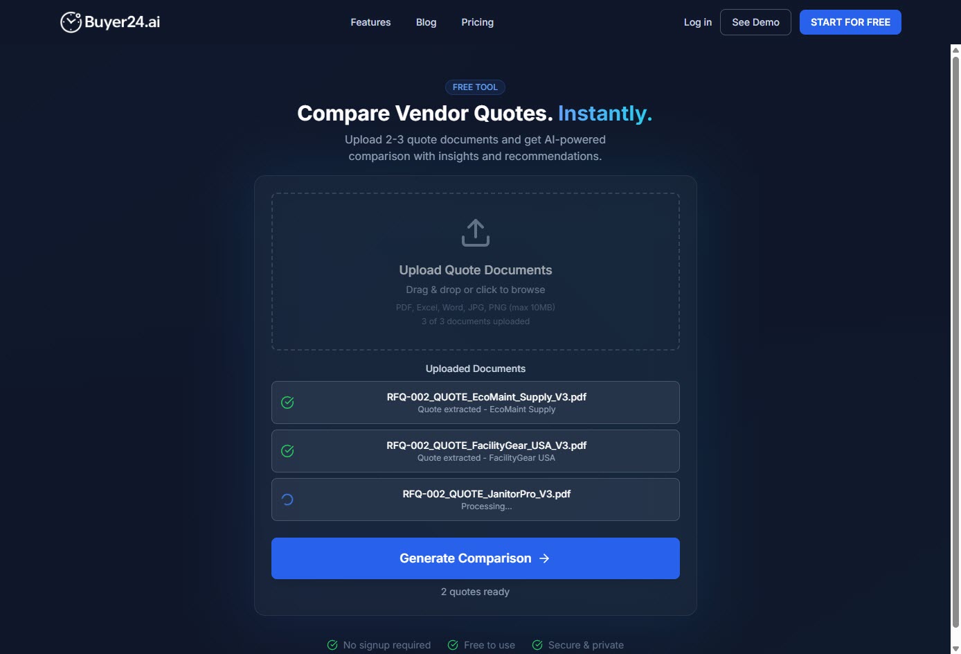 Ready to generate comparison