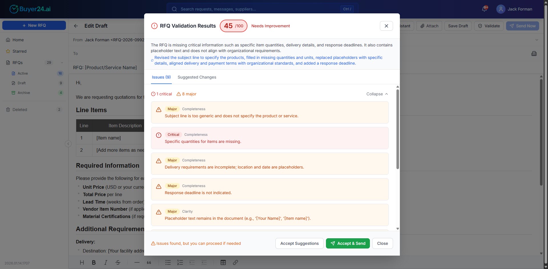 Enterprise-Grade RFQ Validation: Compliance Department Quality for Every Team