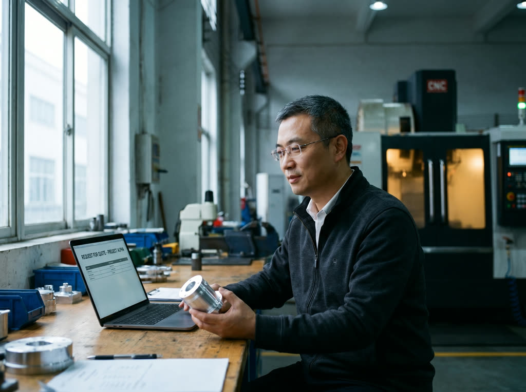 Supplier reviewing an RFQ at his workshop desk
